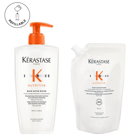 Nutritive Bain Satin Riche Value Size Shampoo & Refill Pouch