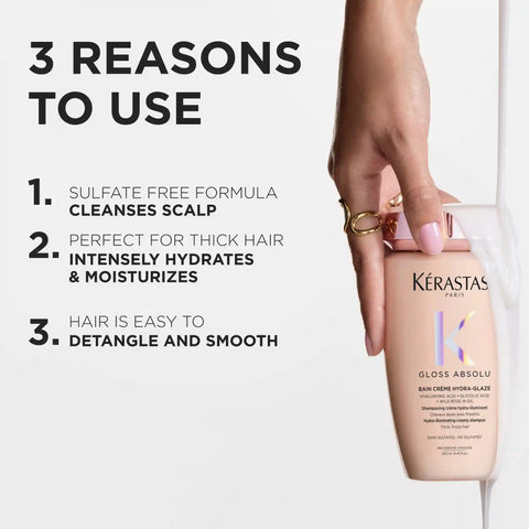 Gloss Absolu Bain Crème Hydra-Glaze Anti-Frizz Shampoo Value Size and Refill Pouch